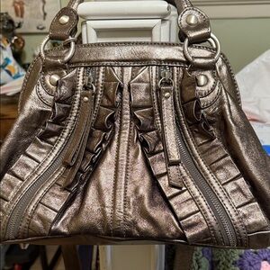 Isabella Fiore Butter leatherMetallic Bronze Women's Handbag Ruffles for Holiday